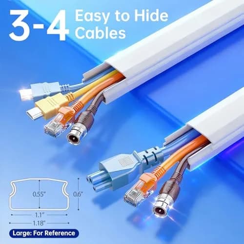 Delamu Cord Hider 236in (600cm) White | UL94 V-0 Rated Cable Management for 3-4 Wires on Wall thumbnail 2
