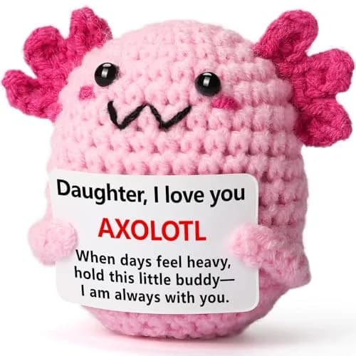WEYON Mini Crochet Axolotl Plush Daughter Gift 2 inches (5 cm) | Handmade Emotional Support Keepsake thumbnail 1