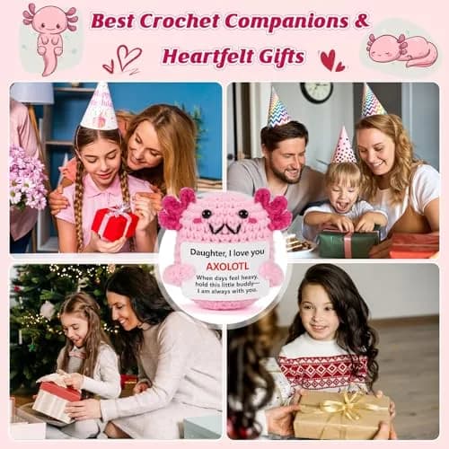 WEYON Mini Crochet Axolotl Plush Daughter Gift 2 inches (5 cm) | Handmade Emotional Support Keepsake thumbnail 7