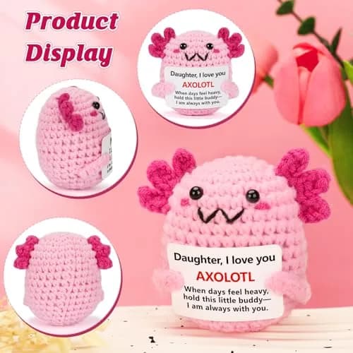 WEYON Mini Crochet Axolotl Plush Daughter Gift 2 inches (5 cm) | Handmade Emotional Support Keepsake thumbnail 4
