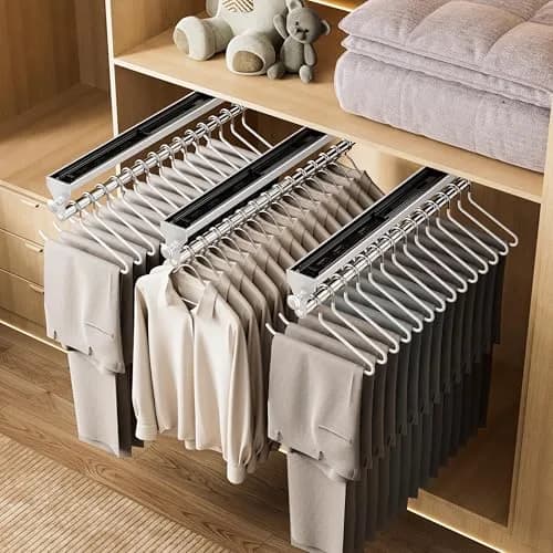 CICUFY Pull Out Closet Valet Rod White 36.7cm (14.45in) | Heavy Duty Space Aluminum Clothes Hanger Rail thumbnail 8