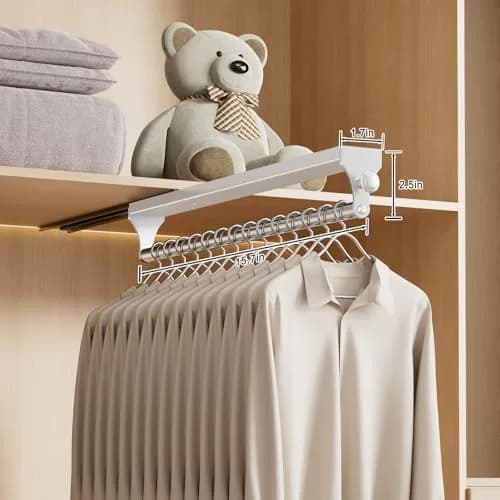 CICUFY Pull Out Closet Rod 40cm (15.7 inch) | Smooth Operation for Trousers & Coats thumbnail 2