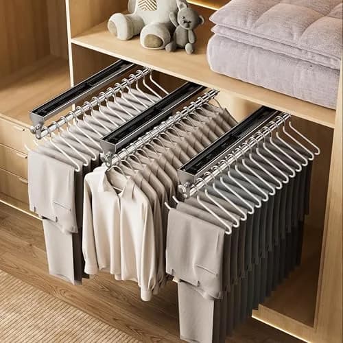 CICUFY Pull Out Closet Rod 40cm (15.7 Inch) 2-Pack | Heavy Duty Space Aluminum Valet Rod for Trousers Coats Gray thumbnail 6