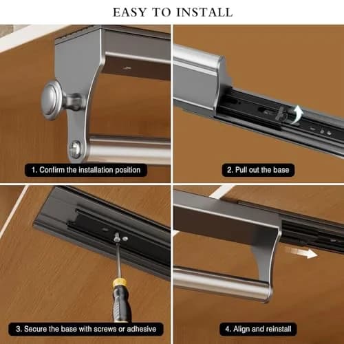 CICUFY Pull Out Closet Rod 40cm (15.7 Inch) 2-Pack | Heavy Duty Space Aluminum Valet Rod for Trousers Coats Gray thumbnail 8