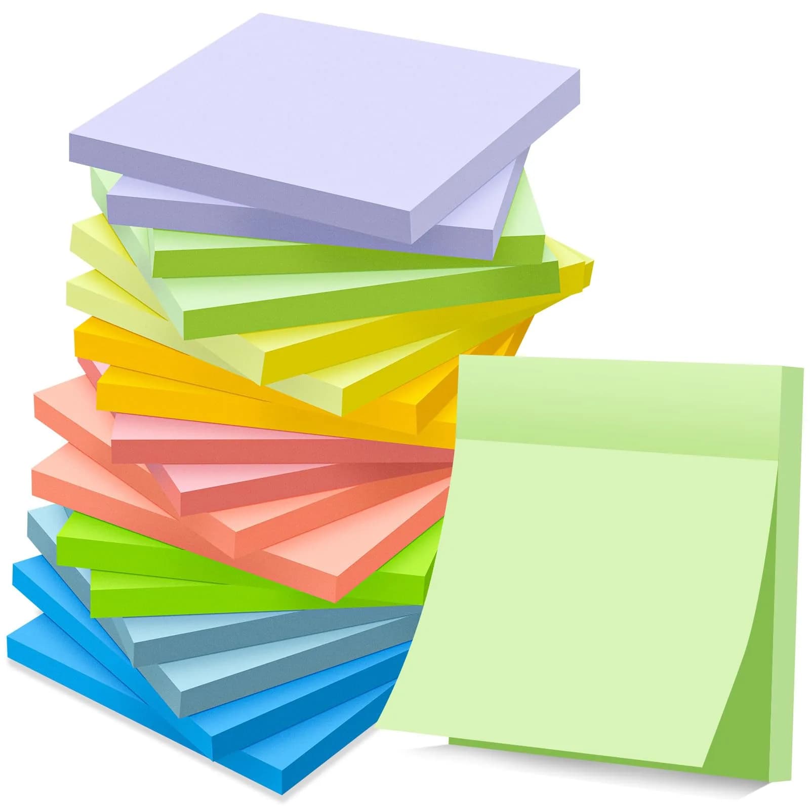 YEECOK 18-Pack Sticky Notes 3x3 inch, 9 Pastel Colors | Bulk Pack Self-Stick Note