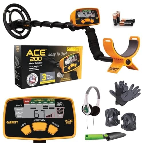 Garrett ACE 200 Metal Detector Starter Bundle Kit with Accessories | Lightweight, Waterproof Coil & 3-Year USA Warranty thumbnail 1