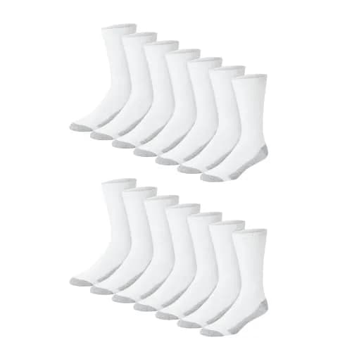 Hanes Double Tough Crew Socks 14-Pack | Moisture Wicking, Cushioned, Odor-Fighting thumbnail 1