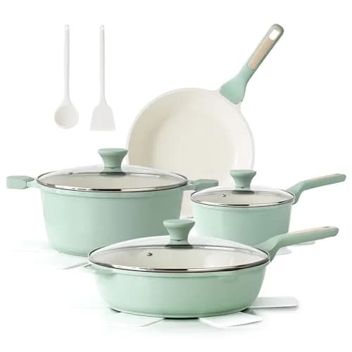 SENSARTE 13-Piece Ceramic Cookware Set with Lids & Utensils | Induction Compatible, Non-Toxic, Dishwasher Safe thumbnail 1