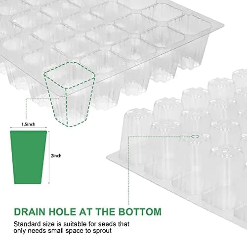 MIXC Green 10-Pack Seed Starter Tray with 400 Cells | 14.6"x 9.84"x 5.1" Seedling Greenhouse Grow Kit thumbnail 6