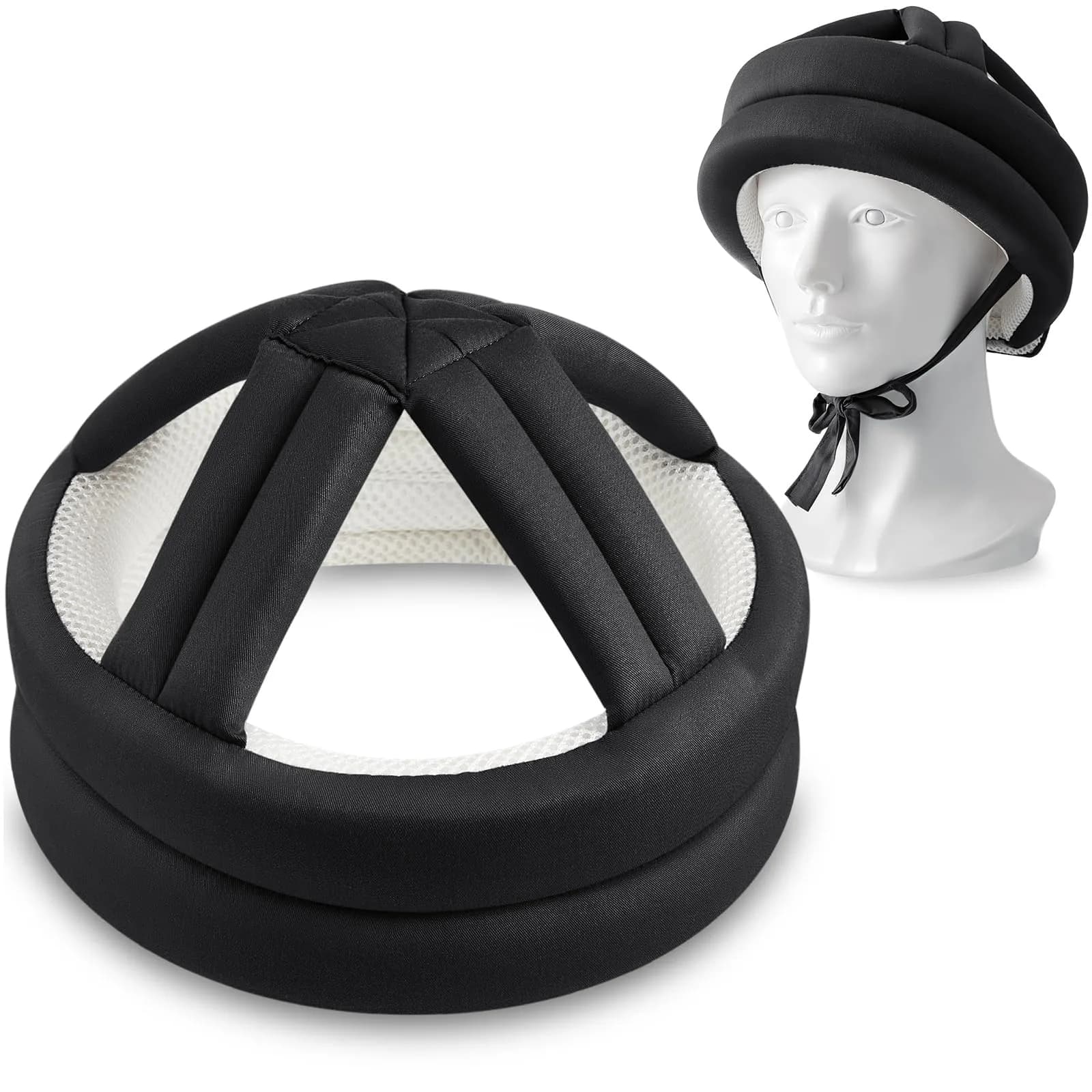 Woanger Anti Fall Elder Head Safety Helmet Coffee 2-Pack | Adjustable Fall Prevention for Seniors — Black