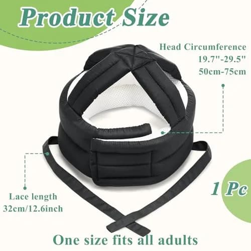 Woanger Black Elder Head Safety Helmet | Adjustable Fall Prevention Cap for Seniors (50-75 cm) thumbnail 2