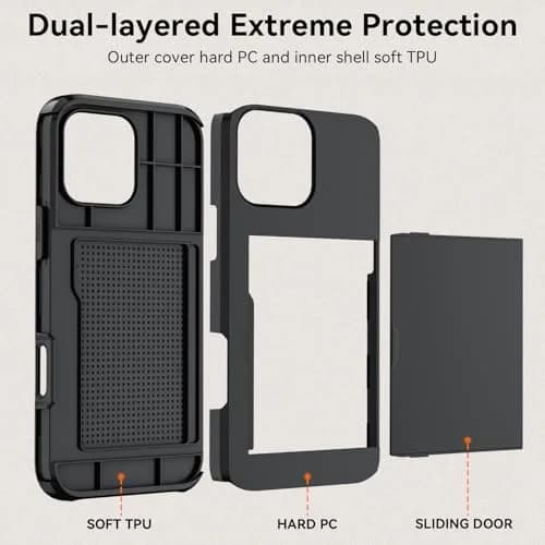 Qinmay Compatible with iPhone 16 Pro Case with Card Holder | Heavy Duty Shockproof Wallet Cover thumbnail 7