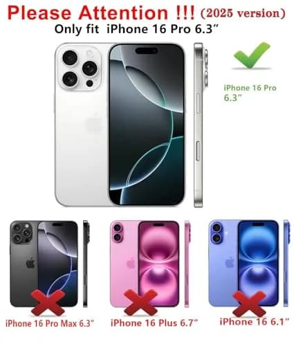 Qinmay Compatible with iPhone 16 Pro Case with Card Holder | Heavy Duty Shockproof Wallet Cover thumbnail 2