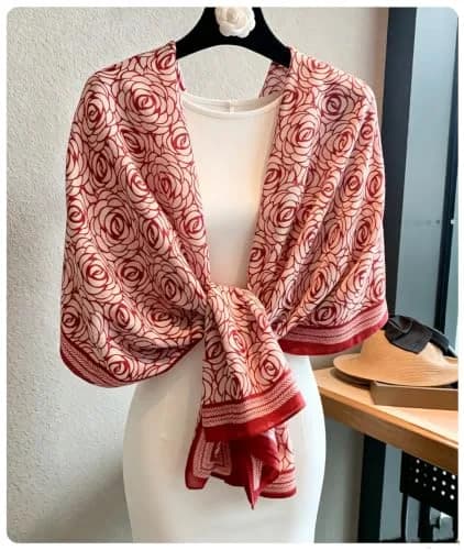 FairyCity Women's Oversized Soft Scarf Travel Shawl Wraps | Elegant Rose Pattern Linen, One Size thumbnail 2