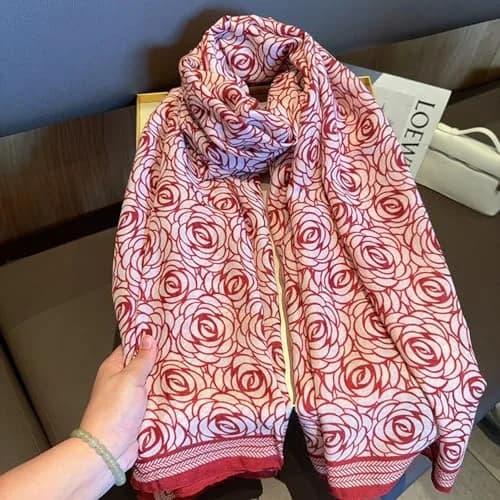 FairyCity Women's Oversized Soft Scarf Travel Shawl Wraps | Elegant Rose Pattern Linen, One Size thumbnail 3