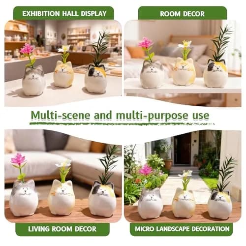 MOUGIGI Mini Flower Vases – Unique Small Cat Vase – Cute Ceramic Bud Vases | Handcrafted Art for Home & Gift thumbnail 7