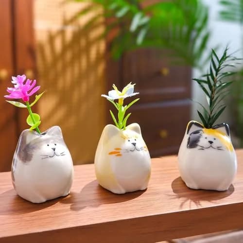 MOUGIGI Mini Flower Vases – Unique Small Cat Vase – Cute Ceramic Bud Vases | Handcrafted Art for Home & Gift thumbnail 8