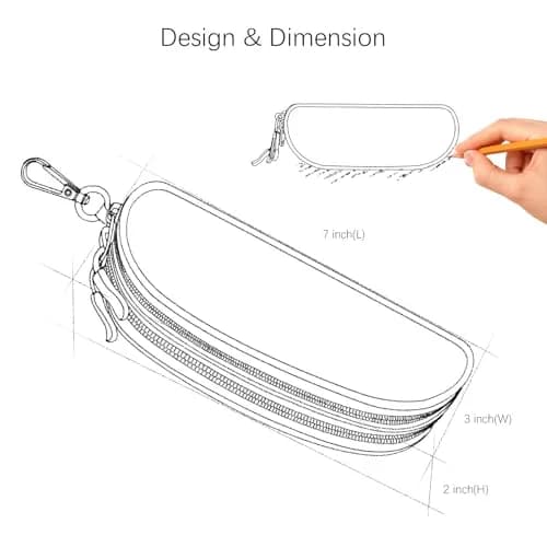 Tangoner Double Eyeglasses Case Gray Wave | Soft, Waterproof, Portable with Keychain (One Size) thumbnail 6