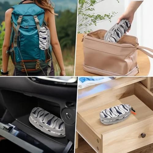 Tangoner Double Eyeglasses Case Gray Wave | Soft, Waterproof, Portable with Keychain (One Size) thumbnail 7