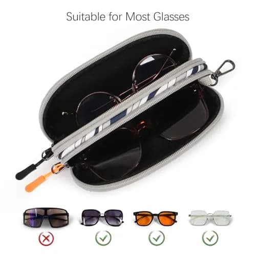 Tangoner Double Eyeglasses Case Gray Wave | Soft, Waterproof, Portable with Keychain (One Size) thumbnail 2
