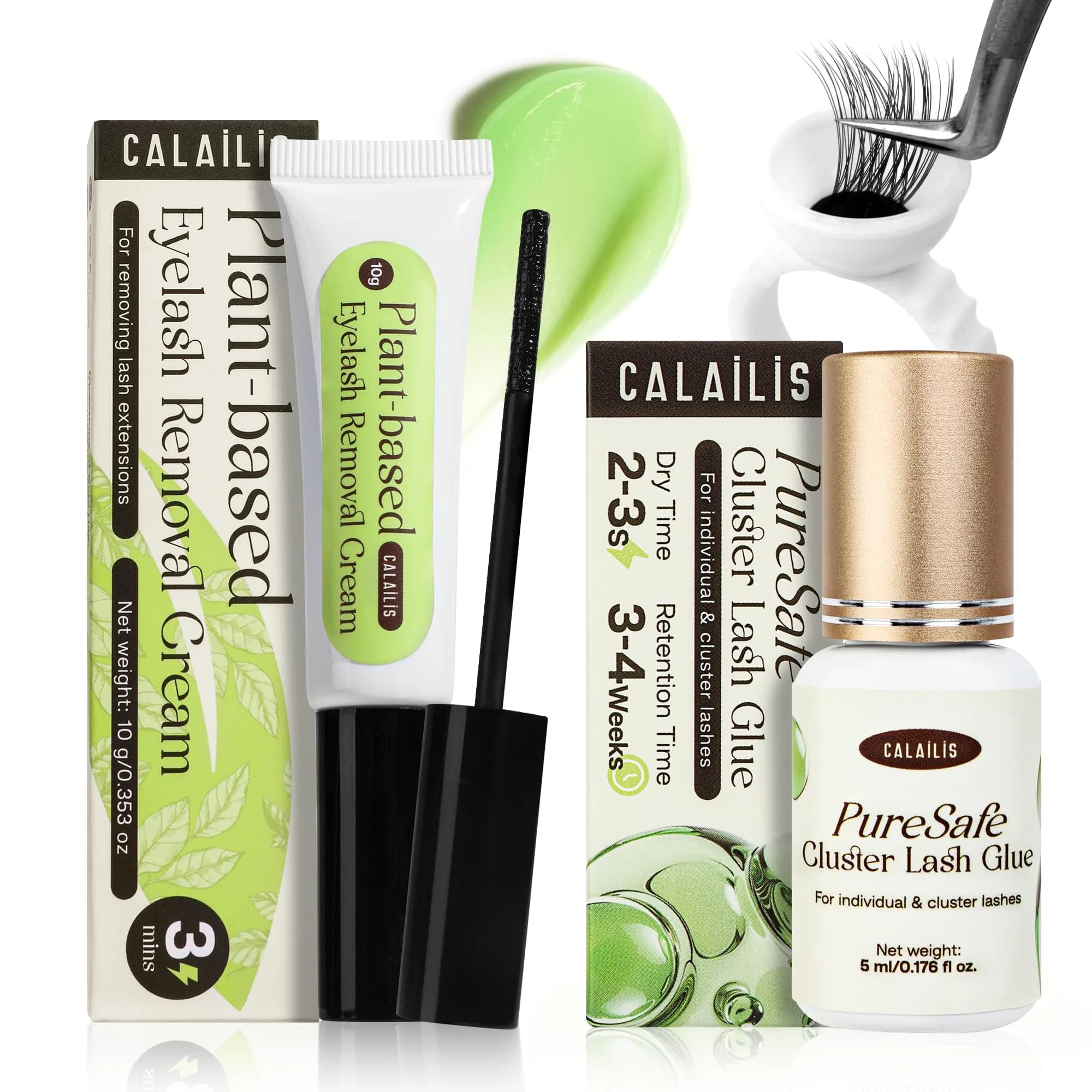 CALAILIS Cluster Lash Glue Black 5ml (0.176 Fl Oz) | Strong Hold for DIY Eyelash Clusters — Clear