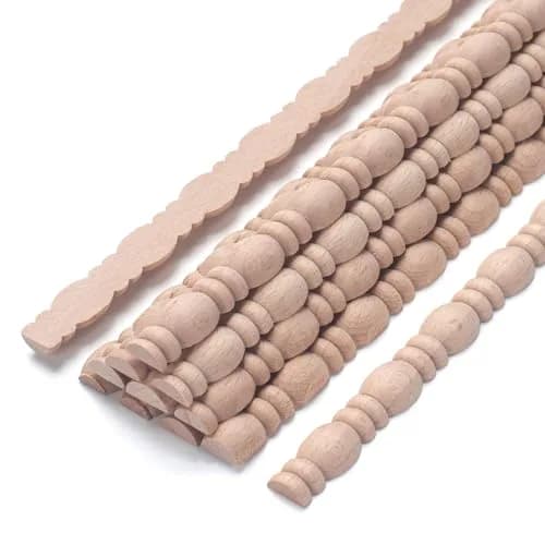 Coowayze Gourd Wood Trim Molding Decorative 12 PCS 40cm (15.8 inch) | Half Bead Design for Furniture & Walls thumbnail 1