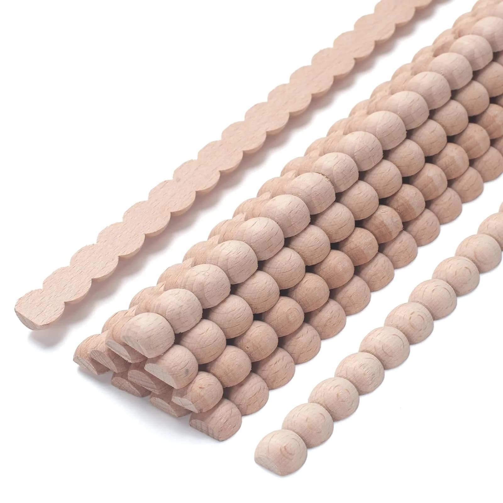 Coowayze Beaded Wood Trim Molding Decorative Strips, 12 PCS 40cm (15.8 inch) | Unfinished Beech Wood for Walls, Cabinets, Furniture - main product image