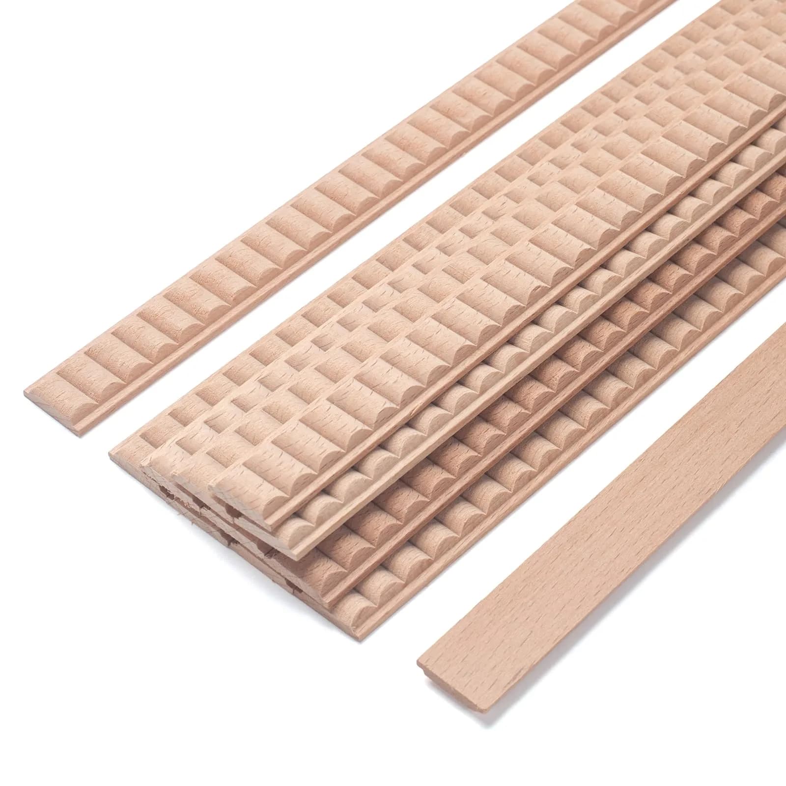 Coowayze Beaded Wood Trim Molding Decorative Strips, 12 PCS 40cm (15.8 inch) | Unfinished Beech Wood for Walls, Cabinets, Furniture — Wavy-20 mm
