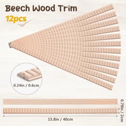 Coowayze Wavy Wood Trim Molding Decorative Strips 12 PCS 40cm (15.8 inch) | Half Bead Design for Walls, Cabinets, Furniture thumbnail 3
