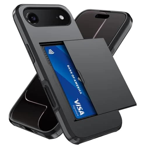 Qinmay Black Cellular Phone Case for iPhone 17 Air | Heavy Duty Protection, Card Holder, Slim Fit thumbnail 1