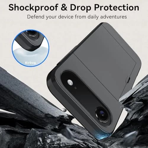 Qinmay Black Cellular Phone Case for iPhone 17 Air | Heavy Duty Protection, Card Holder, Slim Fit thumbnail 5