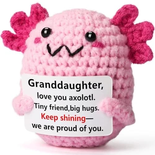 WEYON Mini Crochet Axolotl Plush 2 inches (W) x 3 inches (L) x 2 inches (H) | Granddaughter Gift with Proud Message thumbnail 1