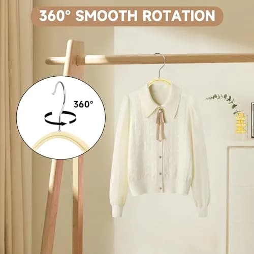 BP4U Slim Birch Wood Hangers with Non-Slip Rubber Strips 12-Pack | Space-Saving & Heavy Load Support thumbnail 4