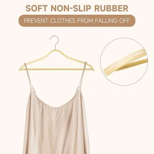 BP4U Slim Birch Wood Hangers with Non-Slip Rubber Strips 12-Pack | Space-Saving & Heavy Load Support thumbnail 3
