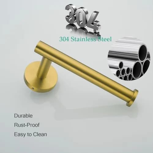 SEABEFORE Toilet Paper Holder -Sturdy Round Brushed Dark Gold Wall Mount for Bathroom, SUS 304 Stainless Steel, 6-inch arm | Durable & Rustproof thumbnail 4