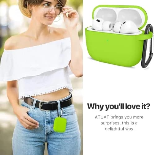 ATUAT Silicone AirPods Pro 3 Case Cover 2025 Light Green | Full 360° Shock & Drop Protection thumbnail 7