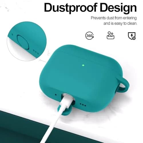 ATUAT Silicone AirPods Pro 3 Case Cover 2025 Teal | Full Protection & Wireless Charging thumbnail 4