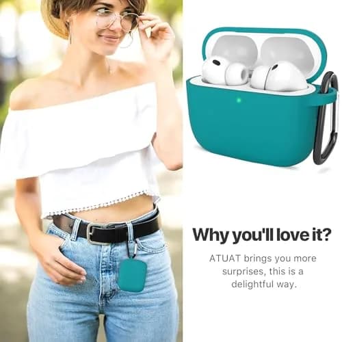 ATUAT Silicone AirPods Pro 3 Case Cover 2025 Teal | Full Protection & Wireless Charging thumbnail 7