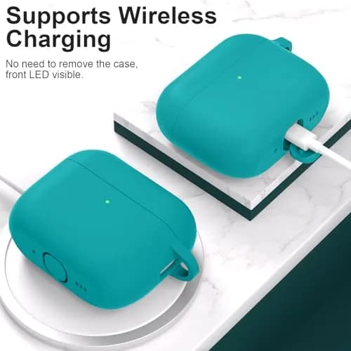 ATUAT Silicone AirPods Pro 3 Case Cover 2025 Teal | Full Protection & Wireless Charging thumbnail 3