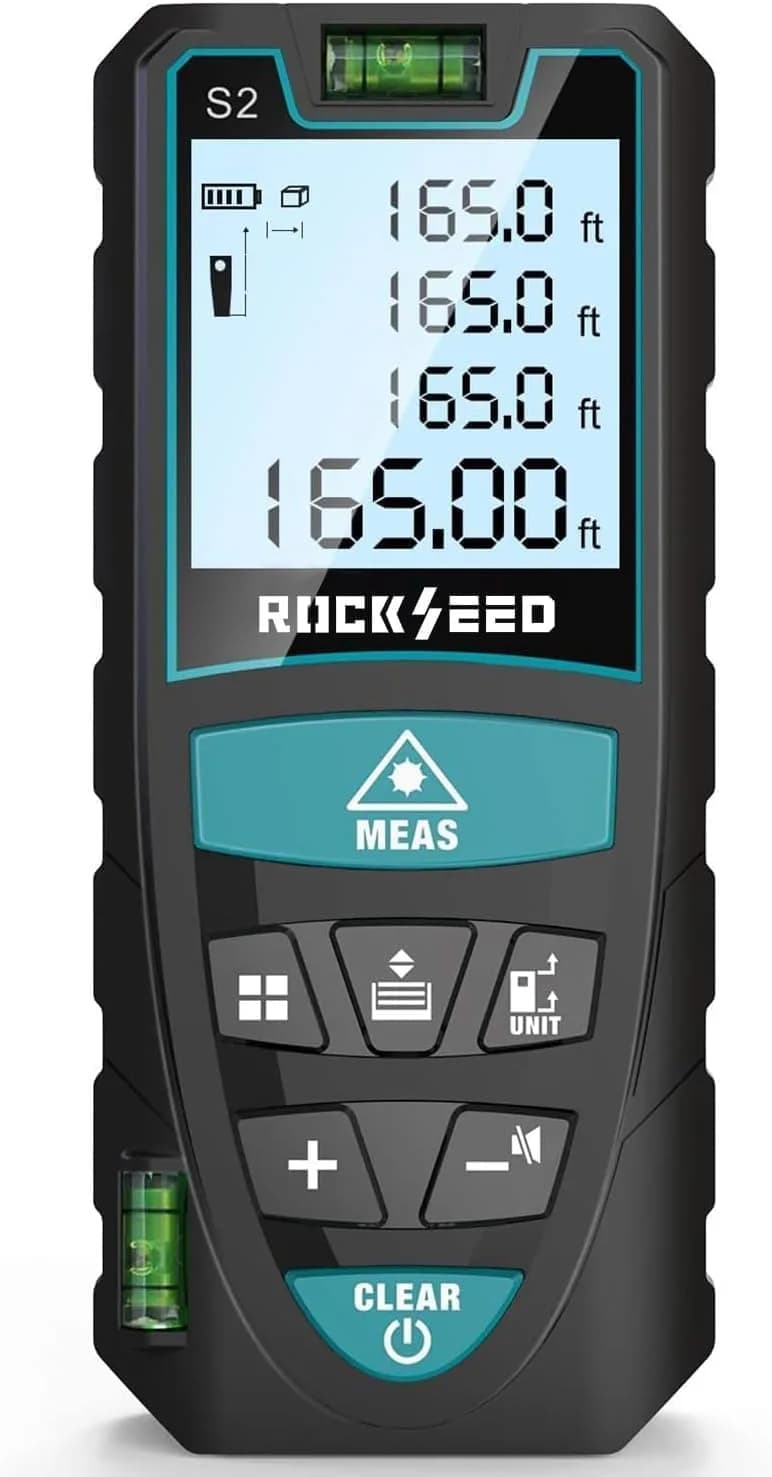 RockSeed Laser Measure 50M/165ft | Accurate Digital Laser Distance Meter with 2 Bubble Levels - main product image