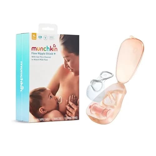 Munchkin Flow 28mm Nipple Shield for Breastfeeding Newborns, Silicone Latch Monitor with Visible Milk Flow Channel, Nursing Support for Sore Nipples | See Milk Flow While Nursing thumbnail 1