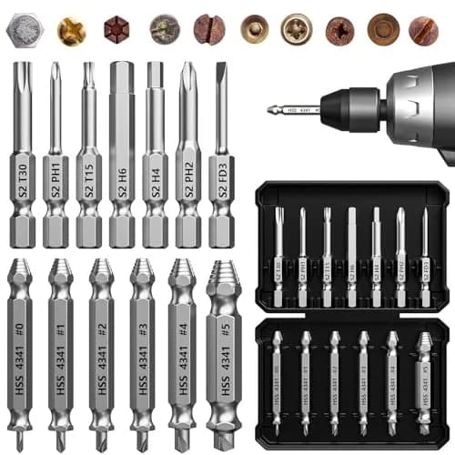 THOSAF Damaged Screw Extractor Set,13 Pcs, High-Speed Steel, Rust Removal, Gift for Men & Adults, 25 units thumbnail 1