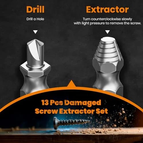 THOSAF Damaged Screw Extractor Set,13 Pcs, High-Speed Steel, Rust Removal, Gift for Men & Adults, 25 units thumbnail 5
