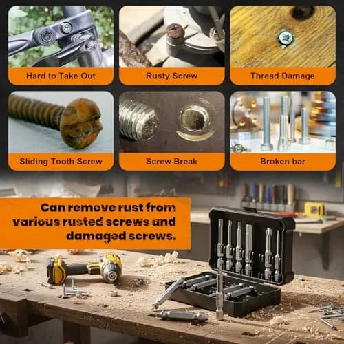 THOSAF Damaged Screw Extractor Set,13 Pcs, High-Speed Steel, Rust Removal, Gift for Men & Adults, 25 units thumbnail 6