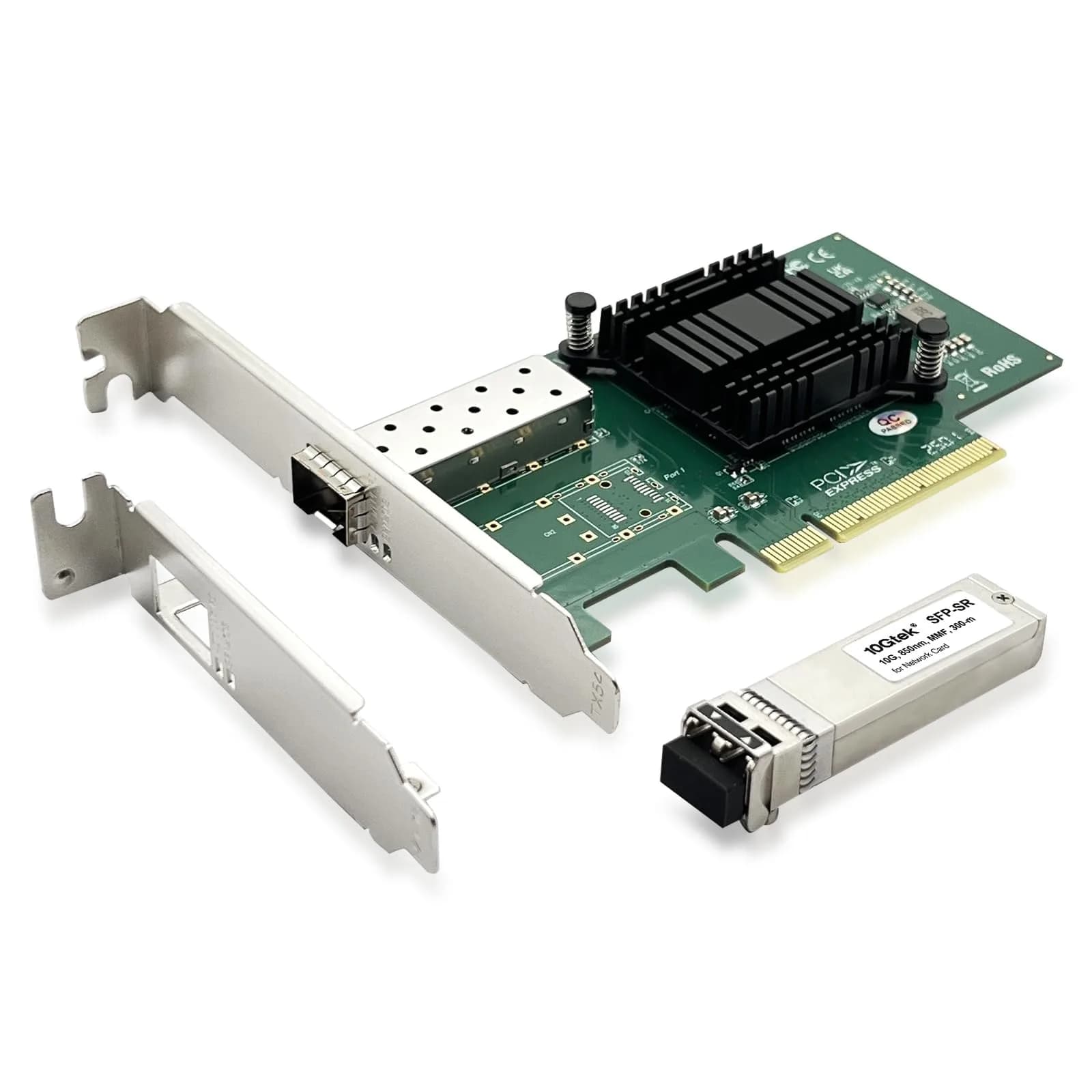 10Gtek 10Gb PCI-E NIC Network Card, Single SFP+ Port, Intel 82599EN Controller, 2-Pack | Supports Windows Server, Linux, VMware — 2) 10G-X520-1S(Kit) / x1