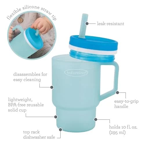 Infantino My 1st Tumbler Straw Cup, 10oz, Moody Blue | Leak-Resistant, BPA-Free for Toddlers thumbnail 5