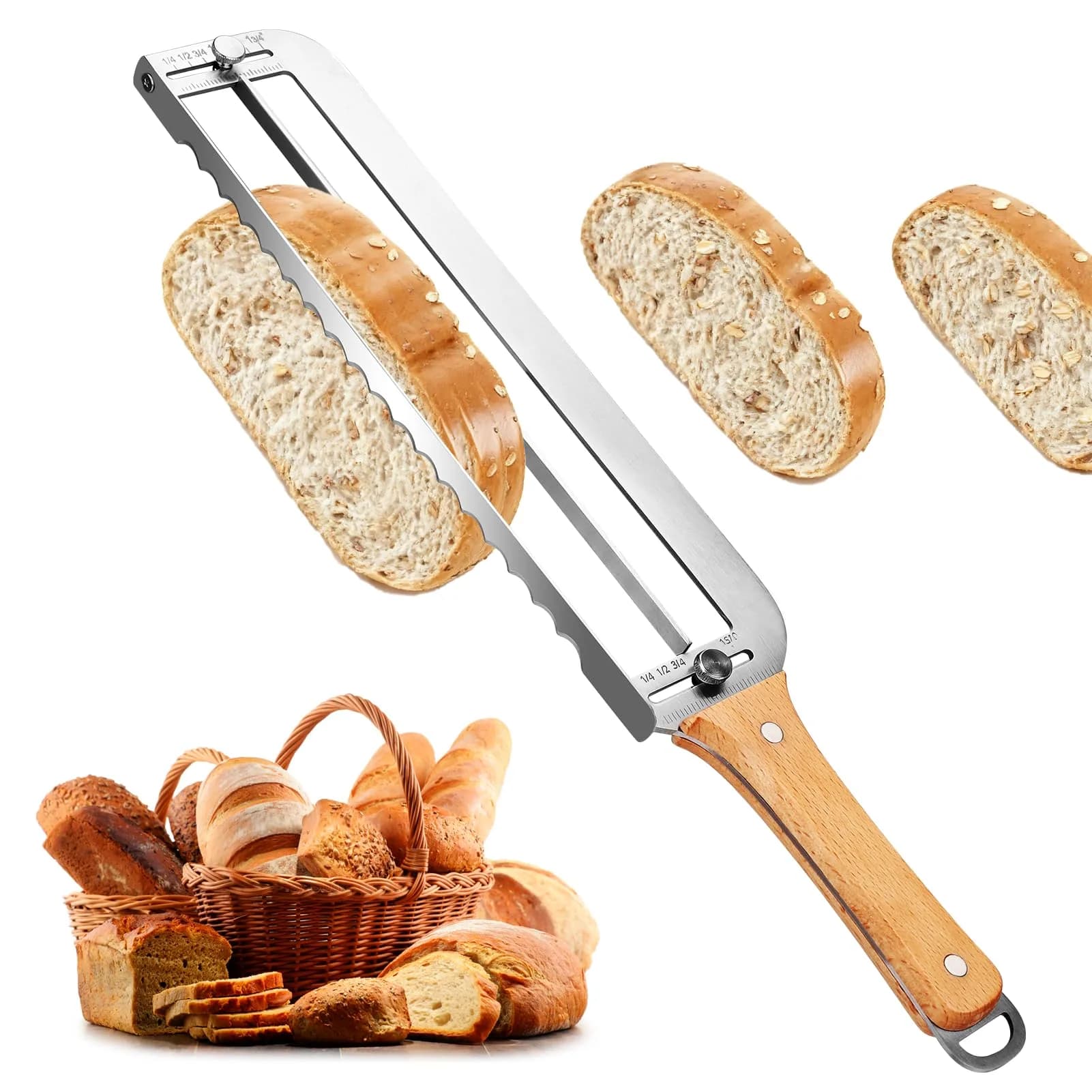 Solldgt Bread Slicer 9" Adjustable Stainless Steel | Perfect for Homemade Bread & Artisan Loaves — A