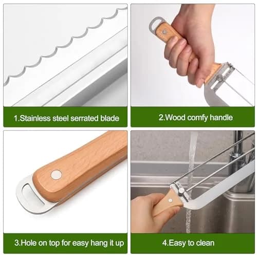 Solldgt Adjustable Bread Slicer 9" | Custom Thickness, Serrated Stainless Steel Blade thumbnail 6