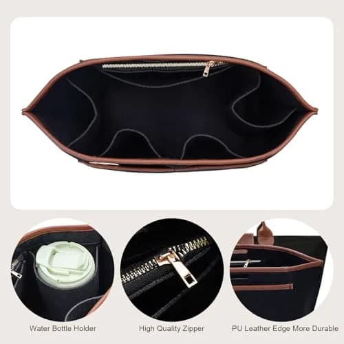 ZTUJO Premium Felt LongChamp Organizer Insert Large | Compatible with Longchamp Le Pliage, Shoulder Bag, Top Handle (Black) thumbnail 4