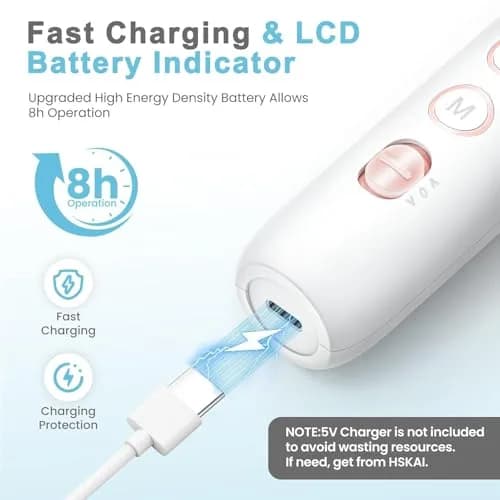 HSKAI Electric Nail File Drill Cordless 50-Piece Kit with LED Lamp | 10-Hour Battery thumbnail 3